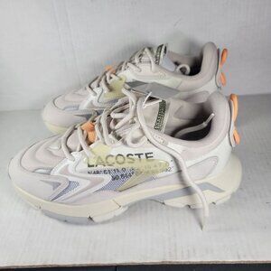 Lacoste Men Neo Tech Chunky Sneakers Beige & Green Trim Athletic Shoes Size 9